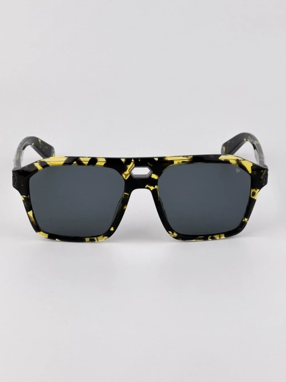 Philipp Plein Unisex Sunglasses Light Havana Grey Pilot Frames SPP072M 0709 NEW
